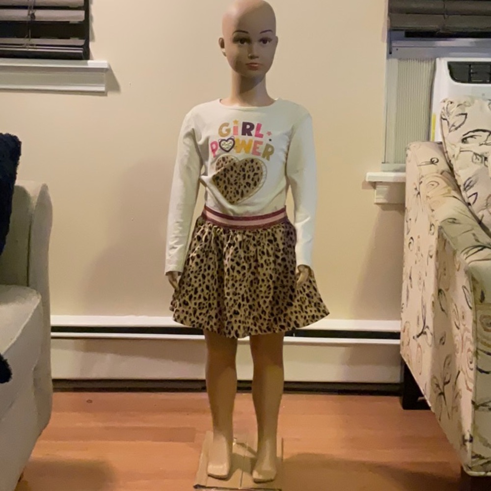 Cotton cheetah print skirt/shorts with pink glitter fuchsia wait band